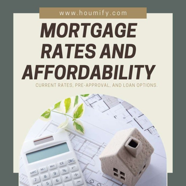 Mortgage rates and affordability: Current rates, pre-approval, and loan options.